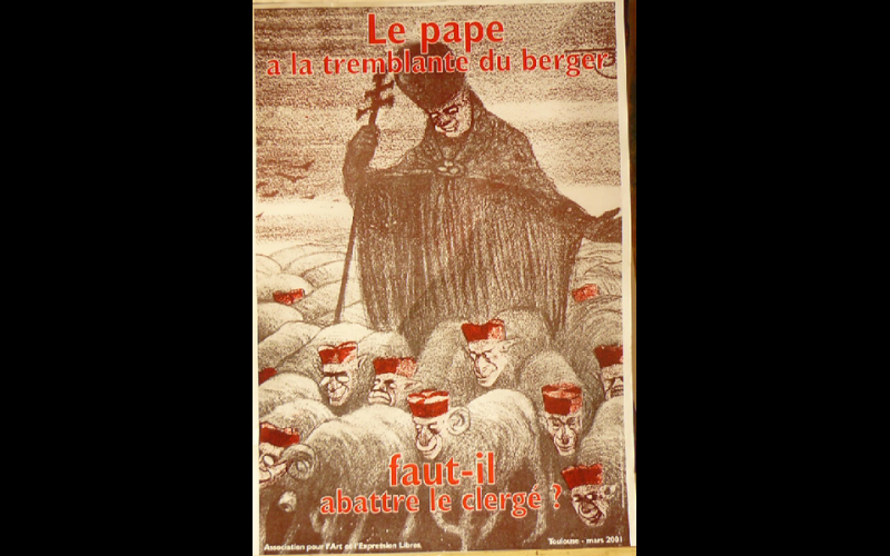 affiche abattre le clergé, AAEL, Toulouse, 2001