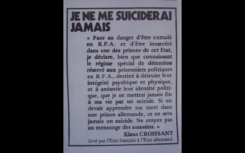 affiche texte Klaus Croissant 