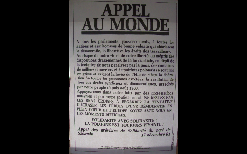 affiche appel Pologne, 1981, 45x60 